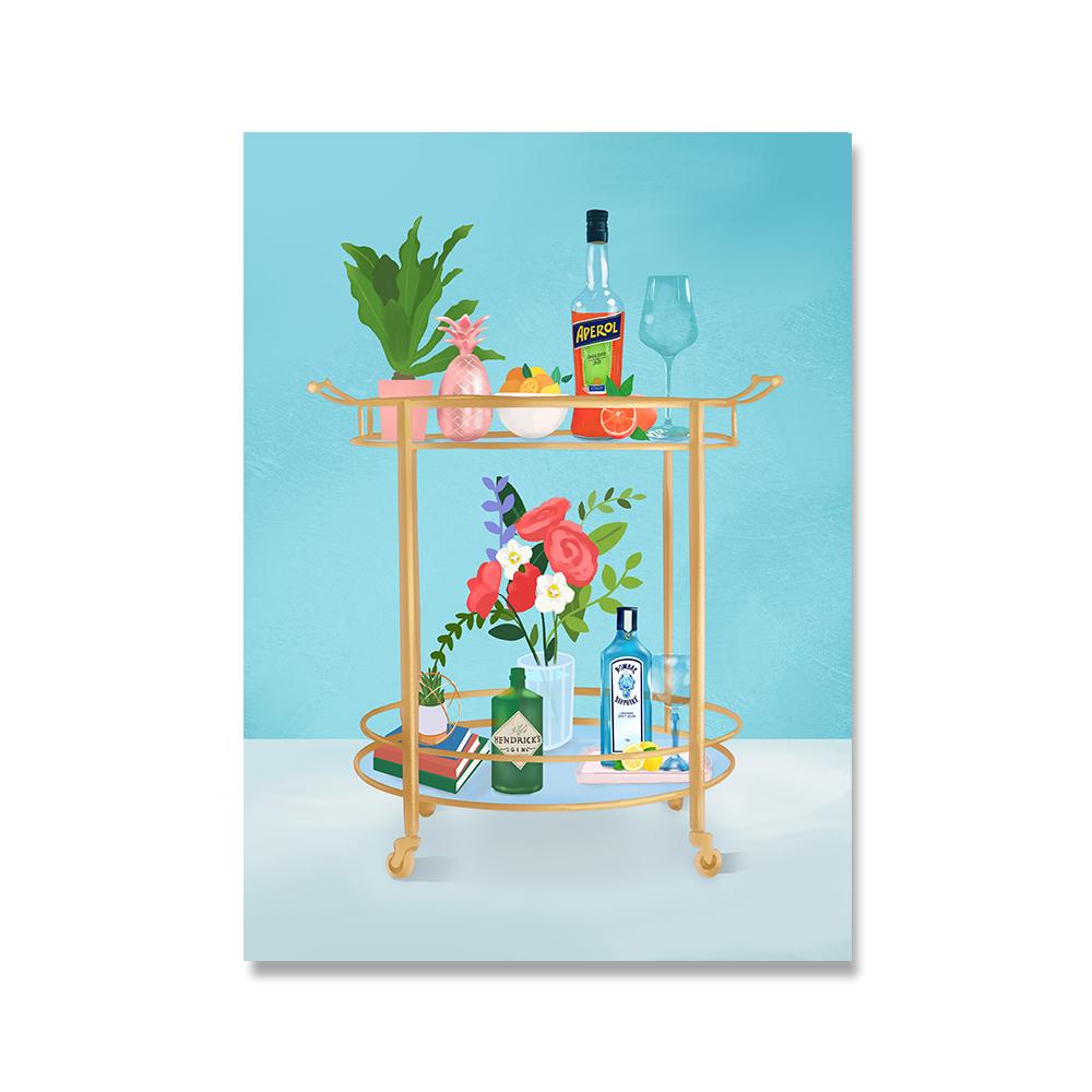 Alcohol Cocktails Wall Art Canvas Painting Bar Cart Illustration Posters And Prints Wall Pictures For Kitchen Living Room Decor