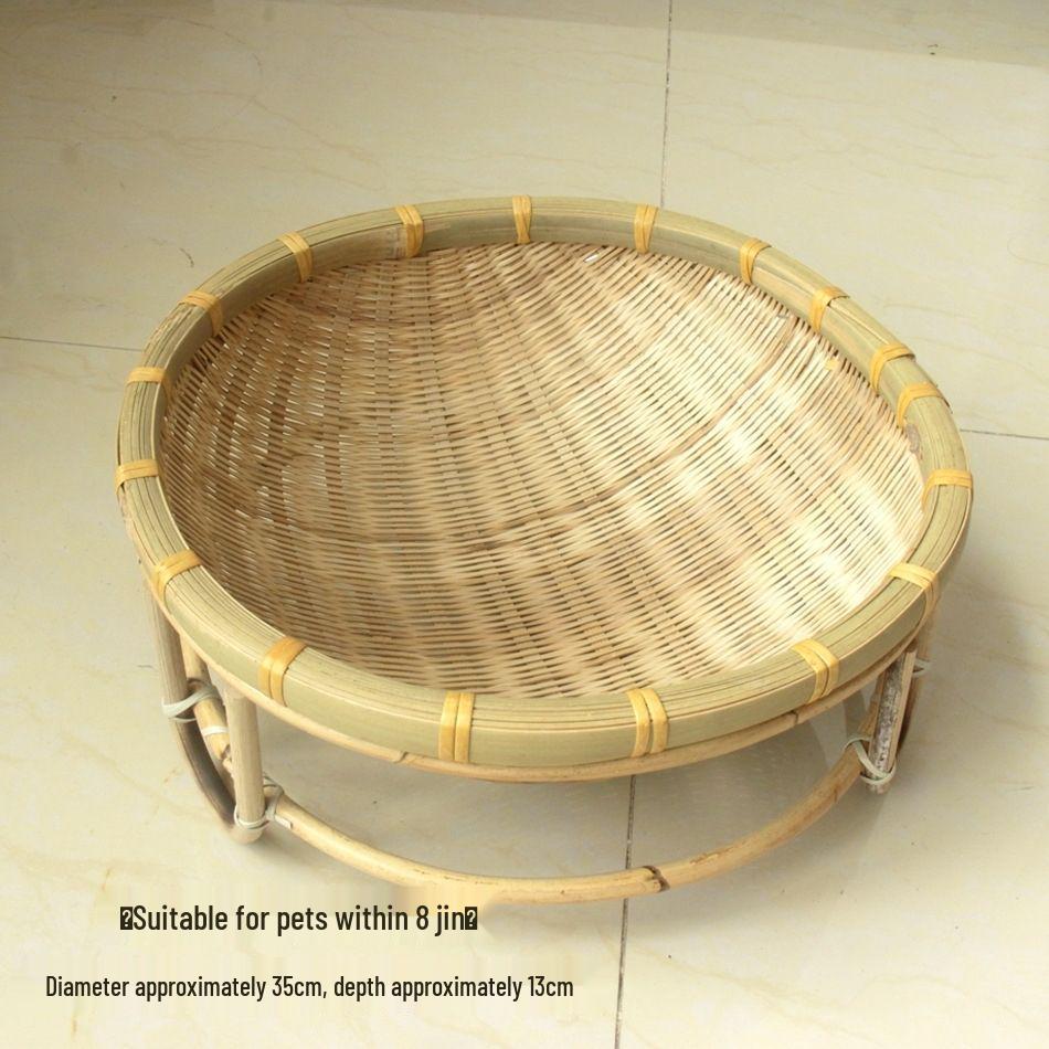 Cat Bed Bamboo Nest - All-Season, Cool Rattan Weave, Double Layer, Red Villa Design, Universal Fit
