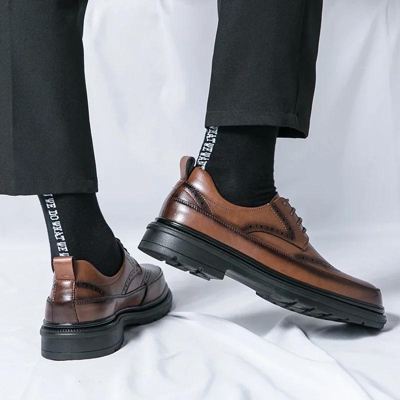 Gentleman Retro Business Leather Shoes Formal Dress Office Shoes Men's Wedding Black Shoes Brown Free Shipping British Style