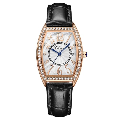 

Popular women s diamond wristwatch with leather strap, quartz movement, shock-resistant, lightweight, slim design, simple design, suitable for busines