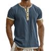 Men's Breathable Solid Color Pleated T-shirt Men's Casual Contrast Color Short Sleeve T-shirt