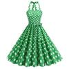 Retro Hepburn Style Polka Dot Wide Hem Dress