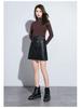 2025 Autumn/Winter Women's Genuine Lambskin A-line High-Waisted Slimming Midi Skirt