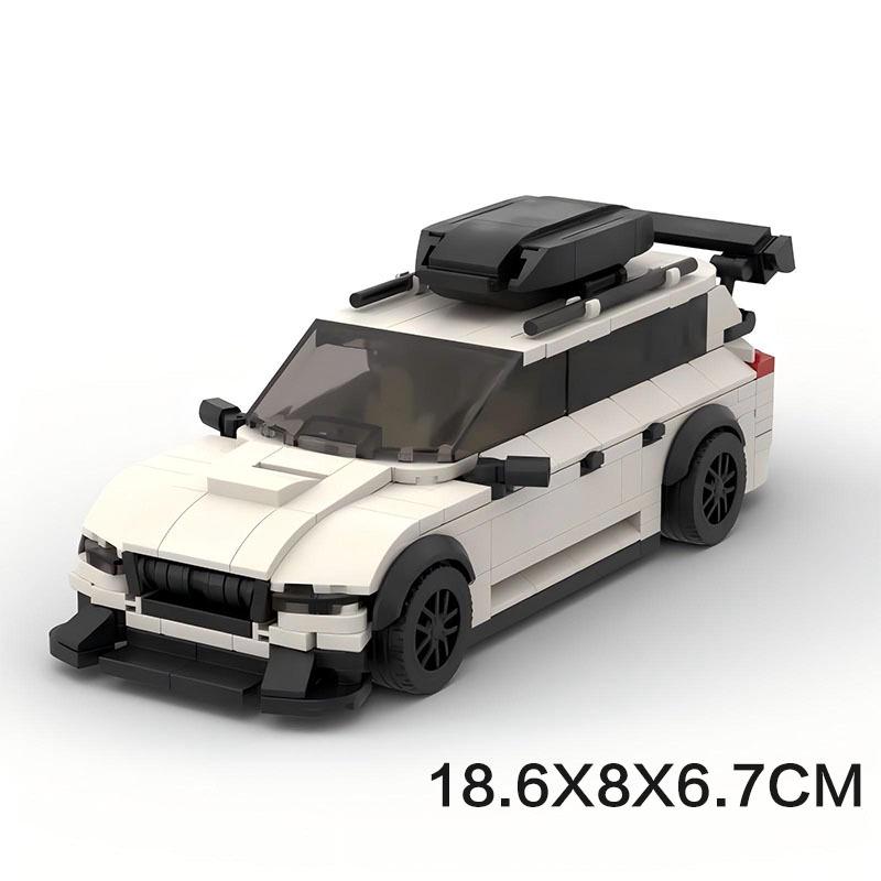 Skoda Octavia Drift Car Building Blocks - Lego Compatible White Desktop Ornament