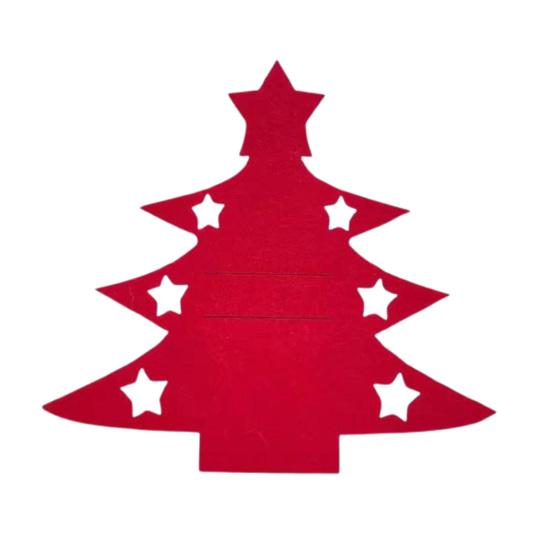 Christmas Cutlery Holder Bag Tree/Heart Shaped Knife Folk Tableware Holder Pockets Felt Dinner Flatware Covers for Christmas Party Dinner Table Decor