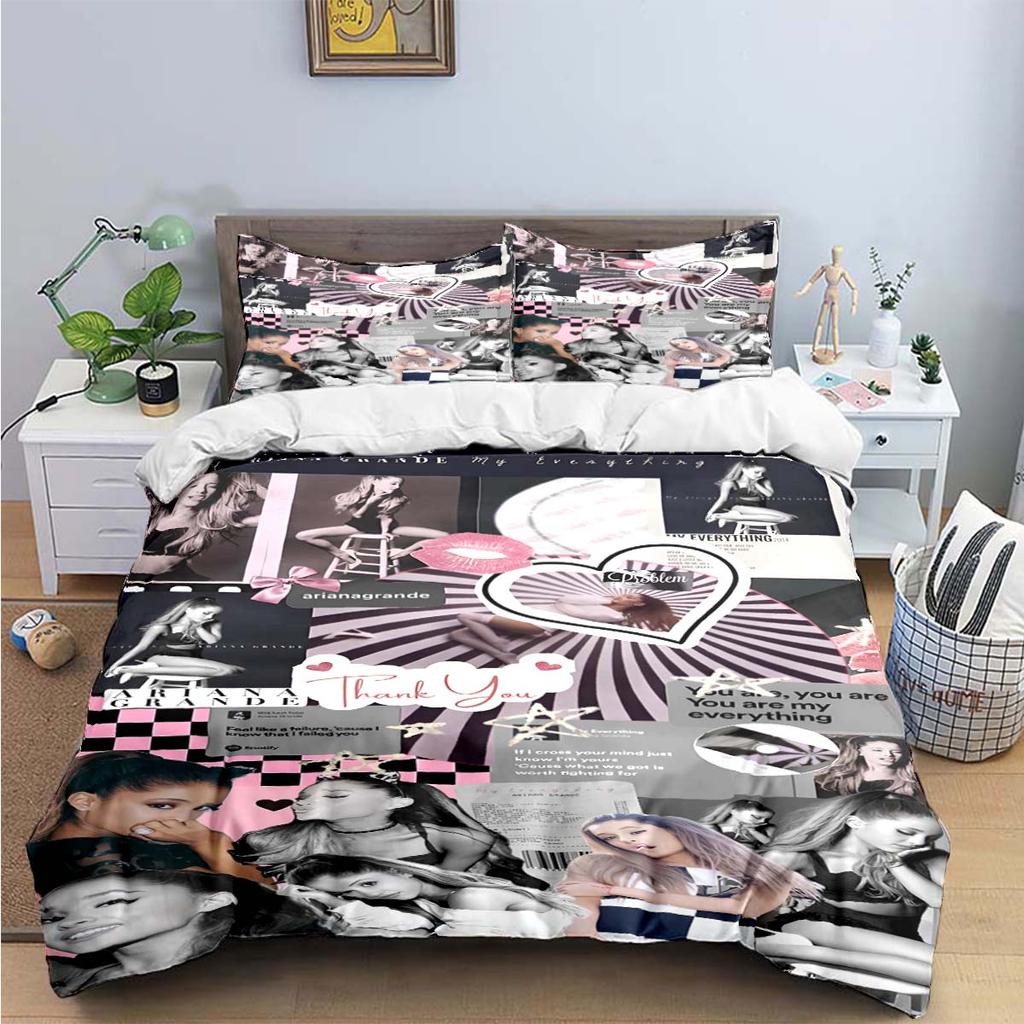 Comforter Fashion Pop Singer A-Ariana G-Grande Print Bedding Sets Bed Supplies Set Bed Comforter Set Bedding Set Luxury Gift
