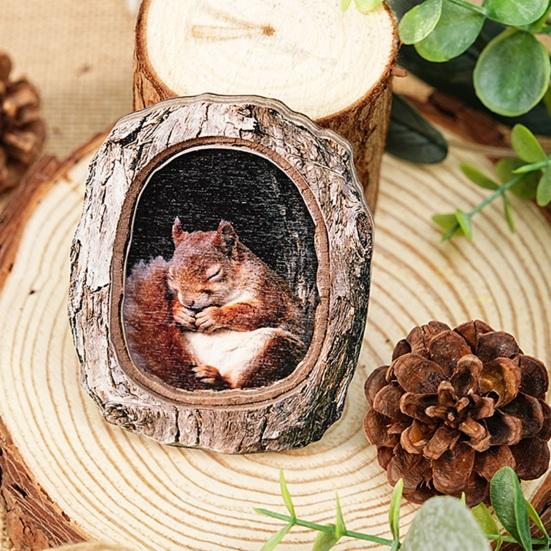 Tree Hole Animal Refrigerator Magnet Wooden Animal Fridge Magnet Home Office Kitchen Cabinet Locker Whiteboard