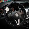 Rose Flower Women Car Steering Wheel Cover 37-38cm Universal Breathable Leather Anti-Slip Auto Steering Wheel Cover Interior