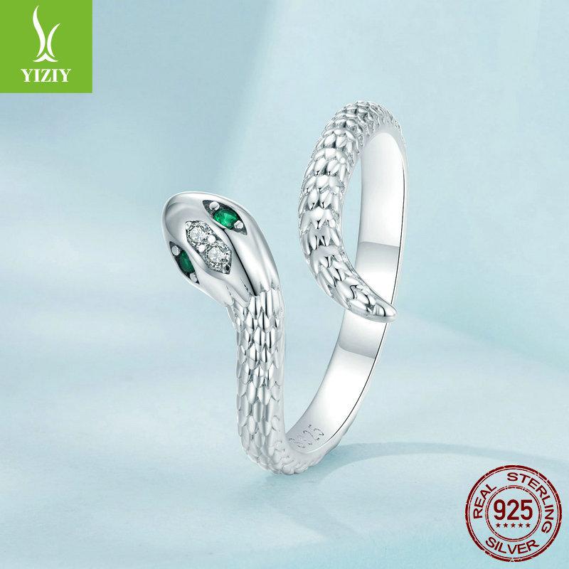 Textured Snake Open Ring For Men And Women, Cold Wind S925 Sterling Silver Lucky Ring