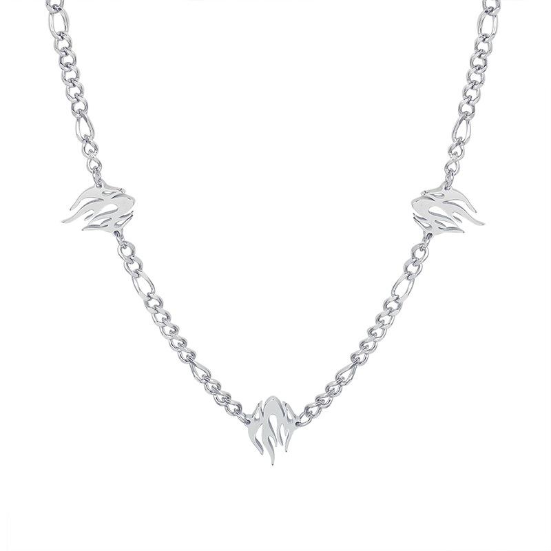 Fashion Punk Style Temperament Personality Necklace Female, Geometric Autumn And Winter Flame Element Collarbone Neck Chain P168