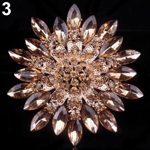 Fantastic Shiny Alloy Rhinestone Flower Wedding Bridal Bouquet Brooch Pin