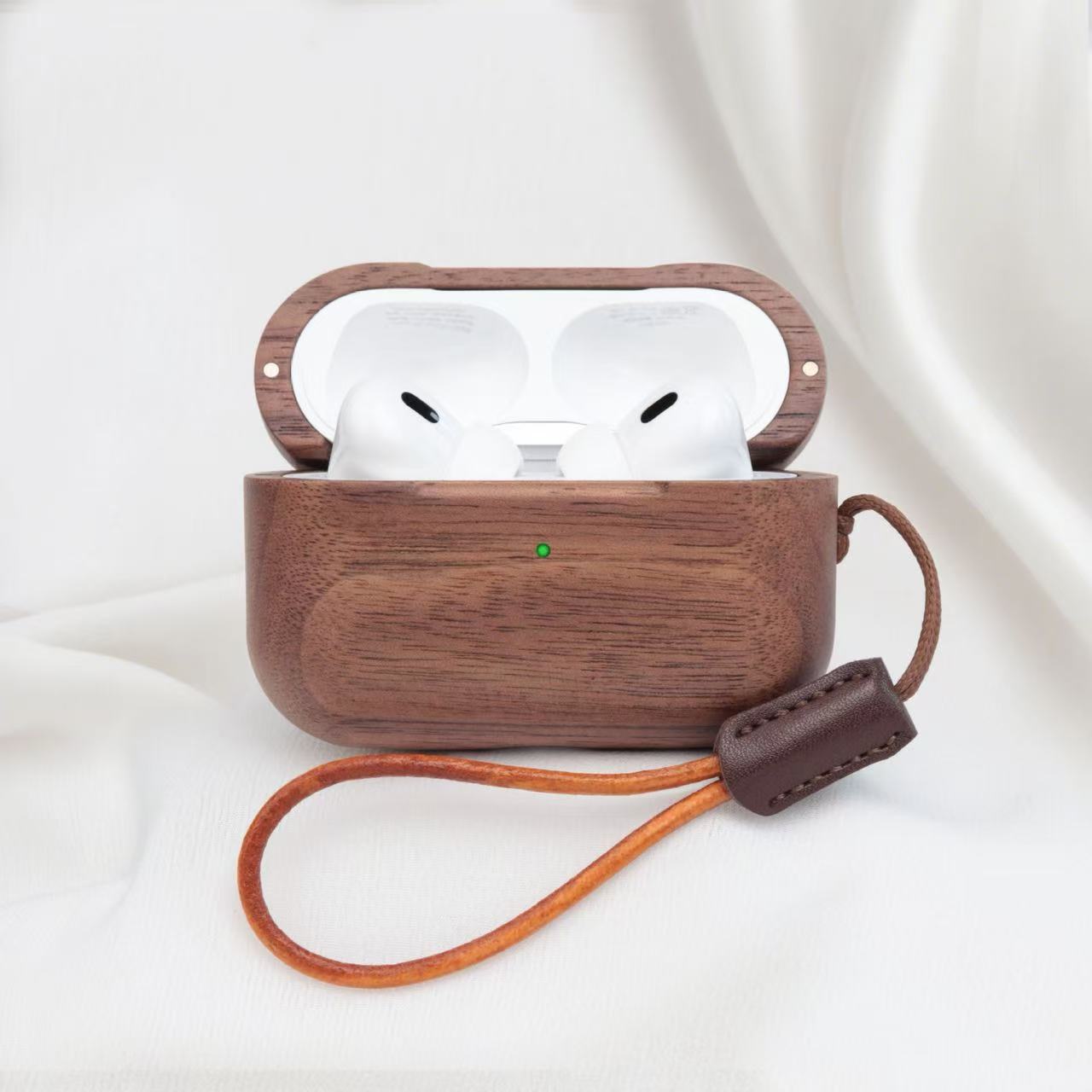 

Solid Wood Earphone Protective Case For Airpods Pro 3 (2025) Hard Cover for Airpods 4 3 2 1 Pro 2 Shockproof Shell+Short Lanyard For Airpods1(2016)