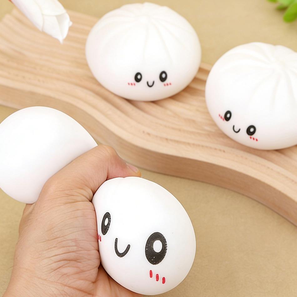 Dumpling Squishies Stress Balls Fidget Sensory Toy Squeeze Dough Ball Stress Relief Hand Toy Bun With Food Steamer Stretchy Desk