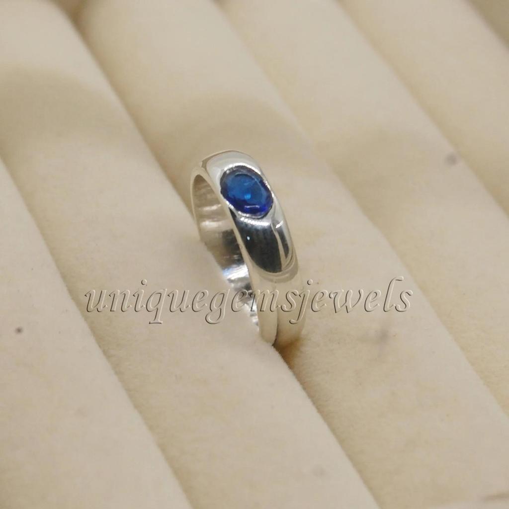 Oval Cut Blue Kunzite Gemstone 925 Sterling Silver Ring, Handmade Artisan Kunzite Band Ring Jewelry