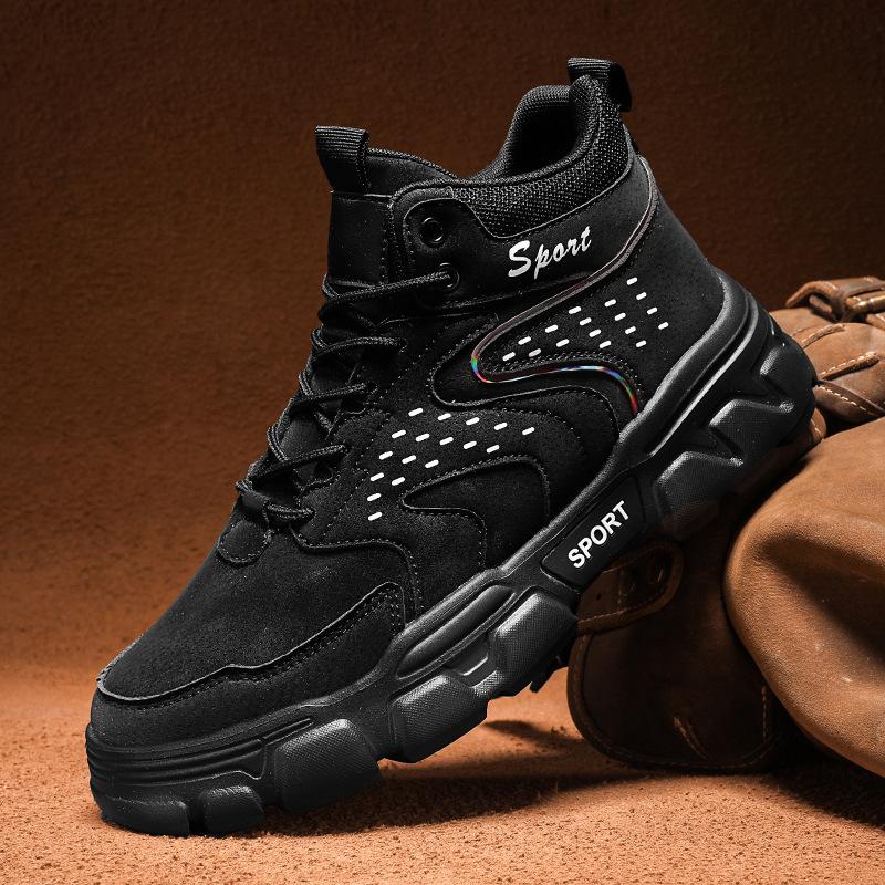 Warm Sports High-top Shoes, Waterproof Rubber and Plastic Men's Sticky Cold Running Soles, Winter Autumn Casual Martin Boots, Excellent Price