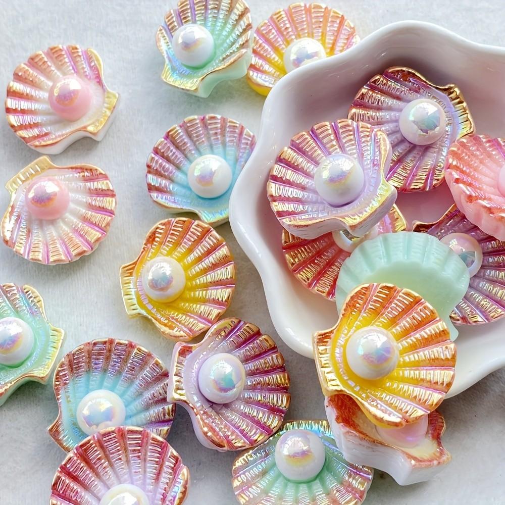 6pcs Ocean Inspired Resin Shells Accessories Pearl Mini Jewelry Making Charms Cute Shiny DIY Accessories DIY Accessories