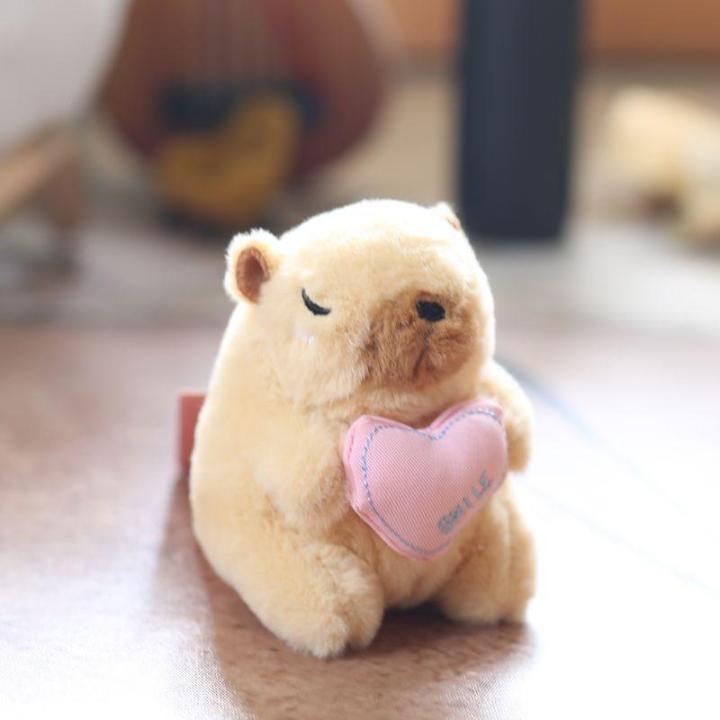 Capybara Pink Plush Keychain Toy With Watermelon Pattern Kid Collectors Doll