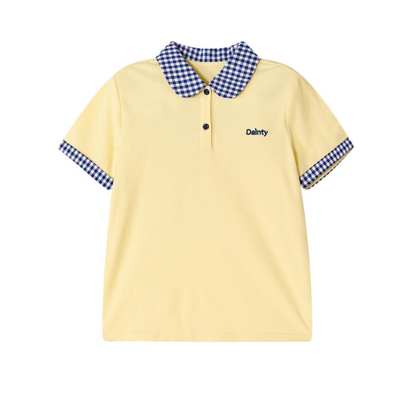 Deesha Mädchen kariertes Patchwork-Kurzarm-Poloshirt