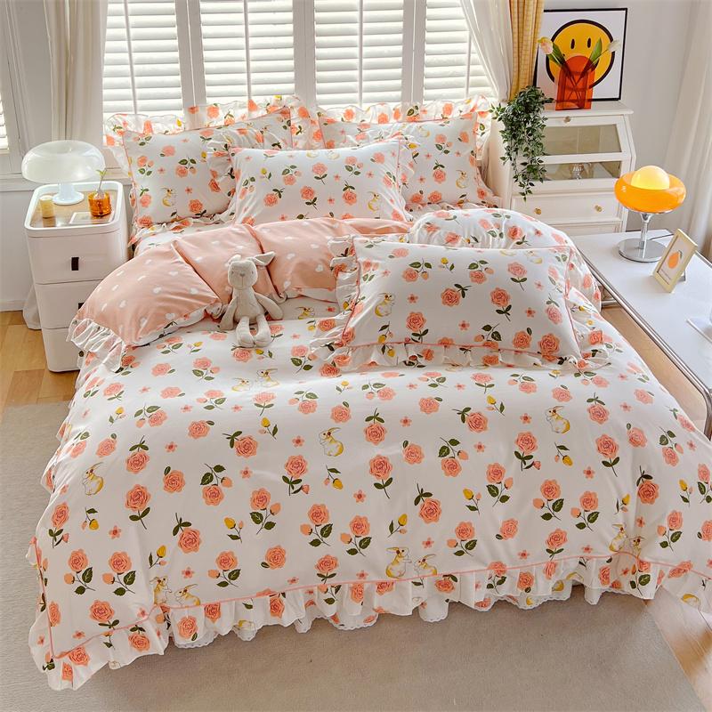 1pc Ruffles Duvet Cover Pure Cotton Comforter Cover Floral Style Bed Covers housse de couette Girls Quilt Cover (No Pillowcase)