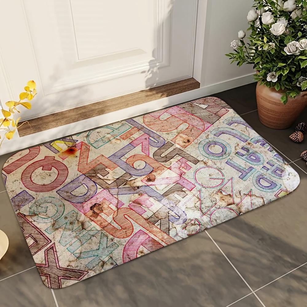 1pc Letter Bathroom Absorbent Mats Anti-Slip Mats Home Decor Supplies Carpets Home Kitchen Floor Mats