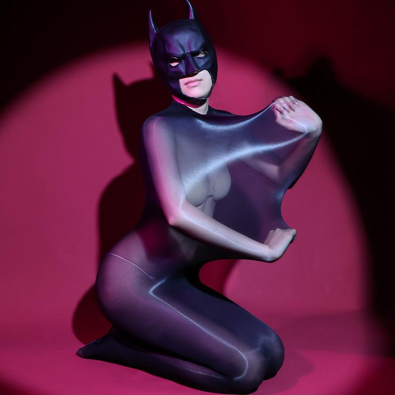 Women Sleeping Bag Jumpsuit Ultra-Thin 8d Oil Shiny Glossy Perspective Couple Full Bodyduit Seamless Pantyhose Night Club Wear