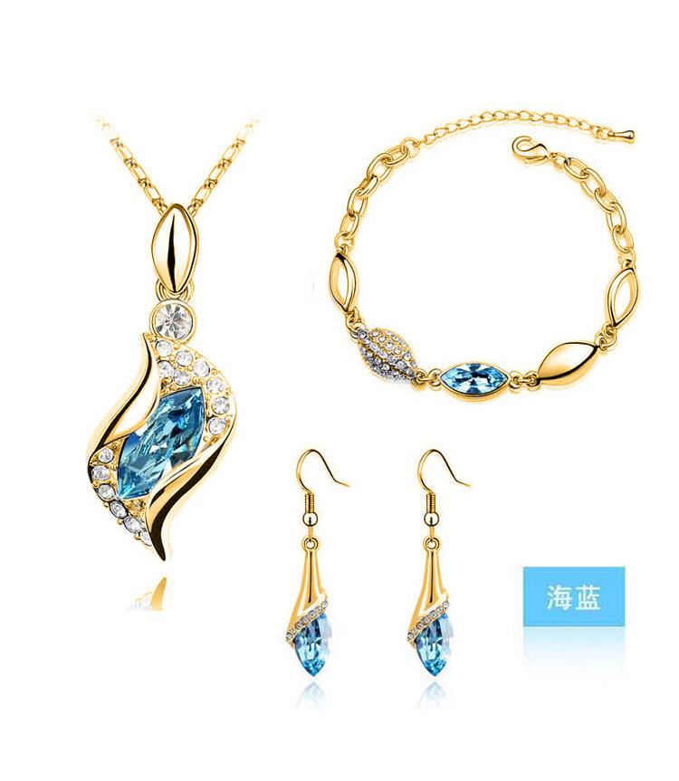 Nouvelle Mode Cristal Collier Bracelet Boucles d'Oreilles Zircon Ensembles pour Femmes Conjuntos De Joyeria