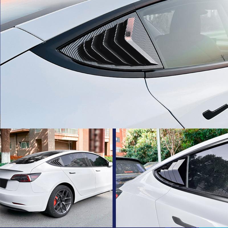 For Tesla Model 3 2017-2024 Highland 2024+ Car Rear Side Window Louvers Side Blind Triangle Window Scoop Louvers Shutter Covers