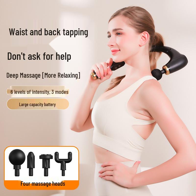 Curved Long-Handle Fascia Gun Massager for Neck, Shoulder, Waist, and Back