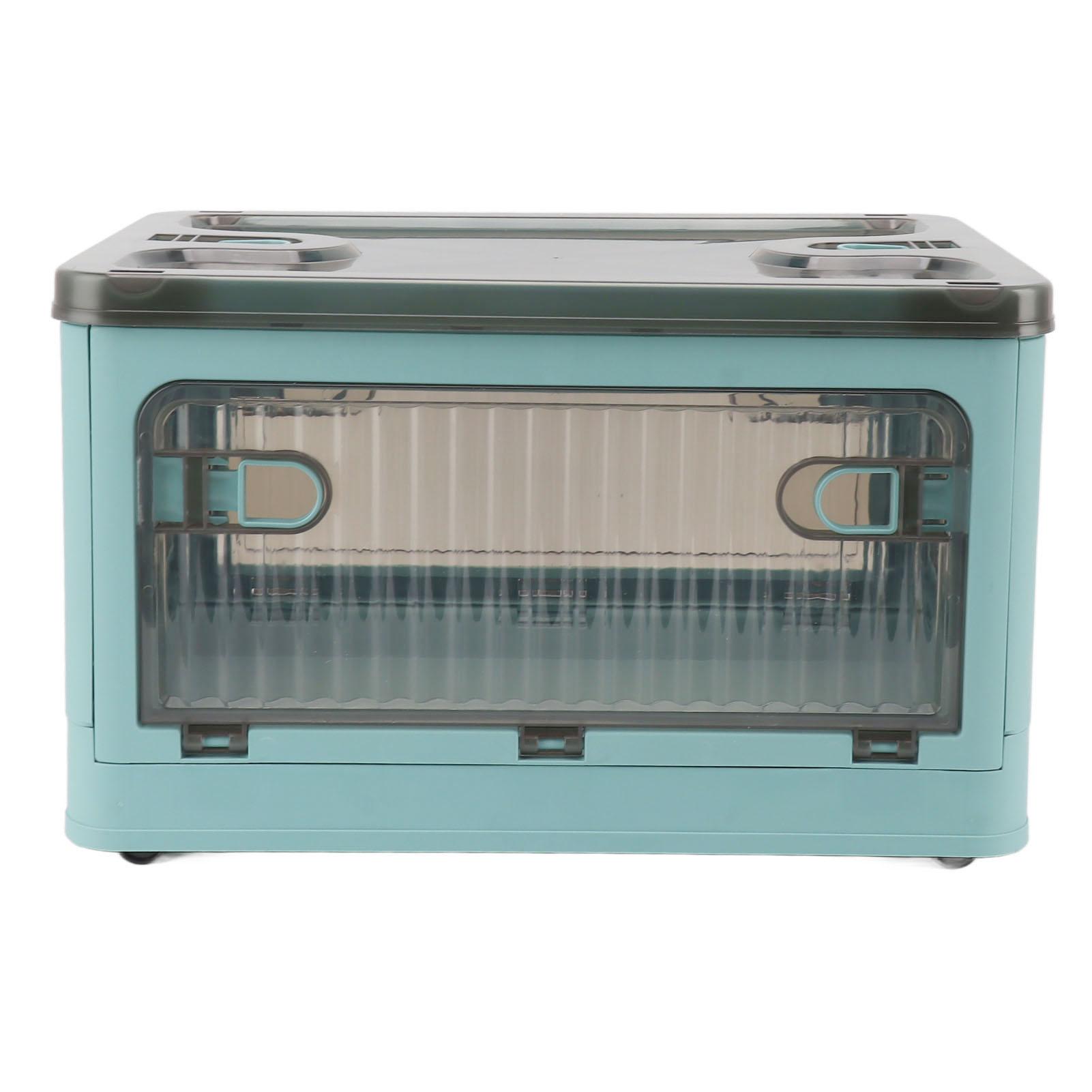 

Маленький складной пластиковый ящик для хранения, штабелируемый контейнер для хранения с крышкой для органайзеров для шкафа, хранения синий