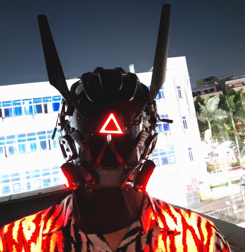 Maska Punkowa Okrągła Lampa Maska Kaskowa Cosplay dla Mężczyzn i Kobiet, Fajny Maskotka Techwear, Pełnotwarzowa Maska Akcesorium do Kostiumu