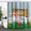Easter Rabbit Waterproof And Mildew-Proof Polyester Bathroom Shower Curtain Shower Curtain Partition Curtain Free Of Punching