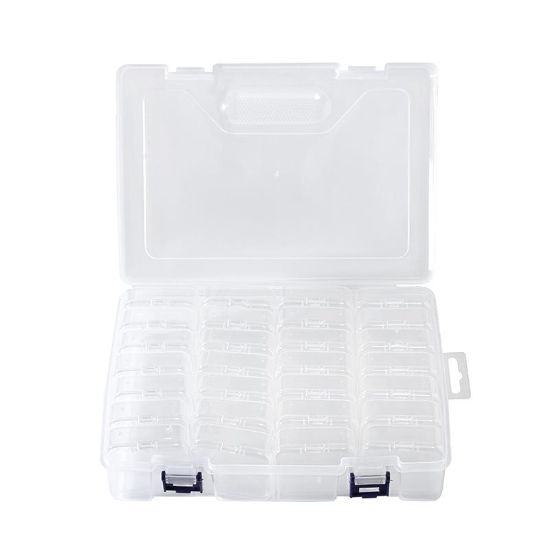 Double-Layer 8-Set Box 28-Grid Flip Cover Storage Box Diy Jewelry Handmade Material Packaging Storage Box Transparent Plastic Box