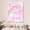 2D Character Tapestry Cute Kawaii Anime Girl Game Style Pink Aesthetic Wall Hanging Printed Wall Art for Bedroom Indoor Home