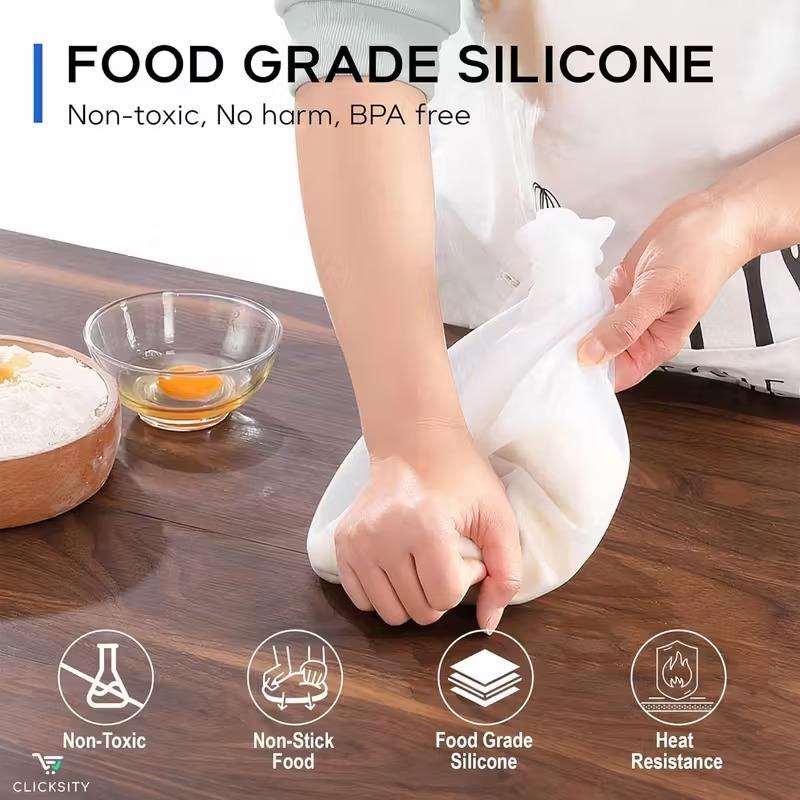 2PCS Silicone kneading bag, dough mixing bag for bread, pastries, and pizza dough, baking tool.
