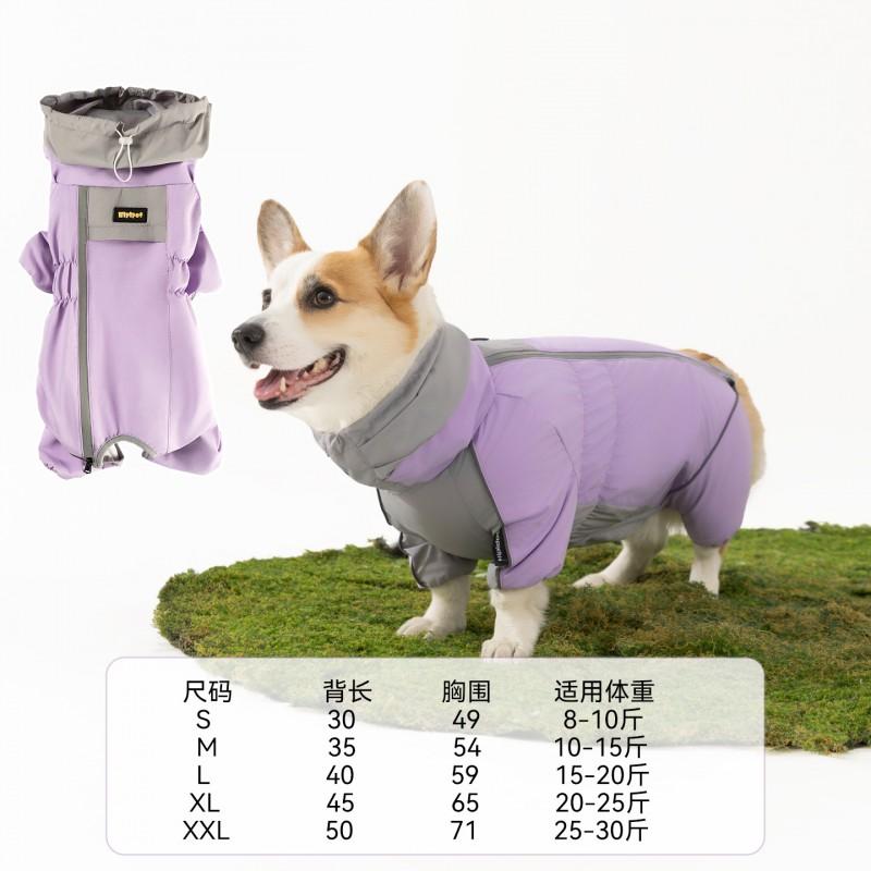 Waterproof Warm Dog Coat Corgi French Bulldog Winter Thick Fleece Lined 4-Legged Pet Sweater