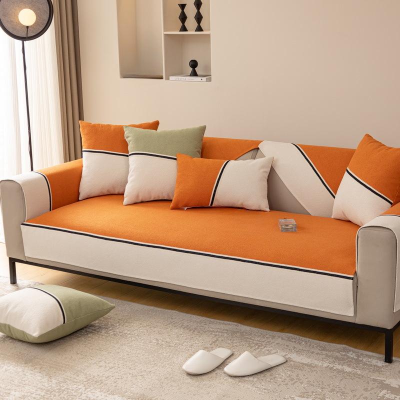 

Thin Sofa Cushion Teddy Plush Non-Slip Simple Modern Solid Seat Cushion Four Seasons Universal Home Decor 70*70