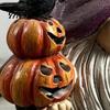 Skeleton Crow Figurine Set Halloween Gnome Statue, EEK BOO Resin Elf Dwarf with Pumpkin Cute Desk Accessories Skull, Spooky Tabletop Ornament