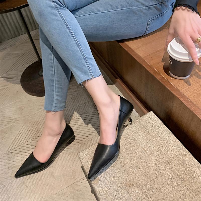 Meotina Frauen Schuhe Aus Echtem Leder Dünne Heels Pumps Spitz