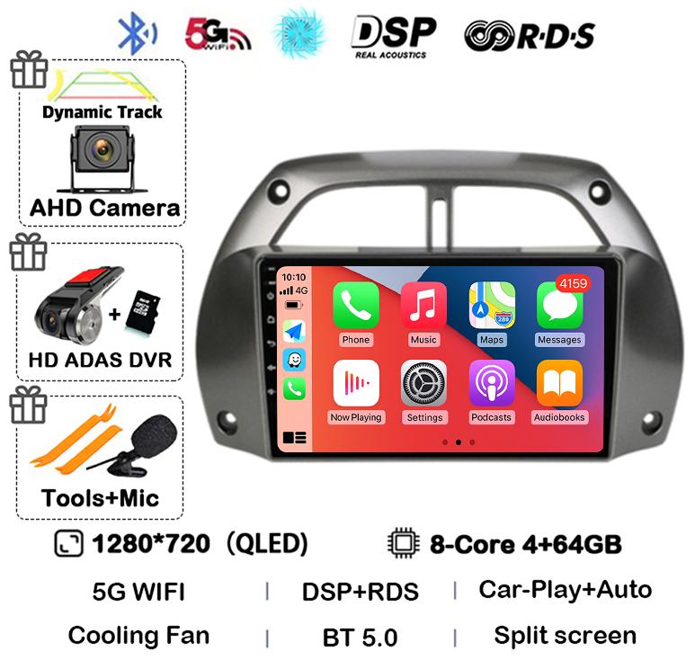 Android14 Carplay Car Radio For Toyota RAV4 Rav 4 2001 2002 2003 2004 2005 2006 Multimedia GPS Player Stereo 2din Head Unit DSP