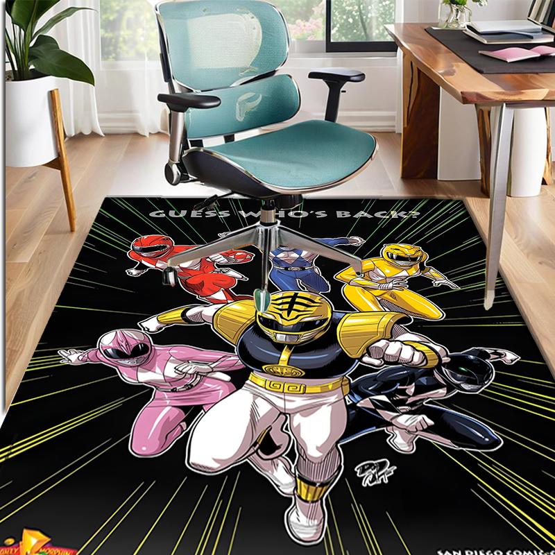 Mighty Morphin Power Rangers Pattern Rug, Indoor/Outdoor Mat, for Picnic, Gameroom, Bedroom, Office, Living Room, Home Decor Carpet, Birthday Gift