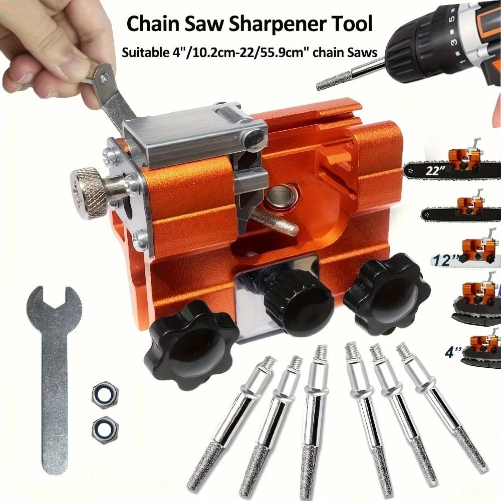 Hand Crank Chain Sharpener Set Multi-Function Chain Clamp Sharpener Handheld Grinding Tool