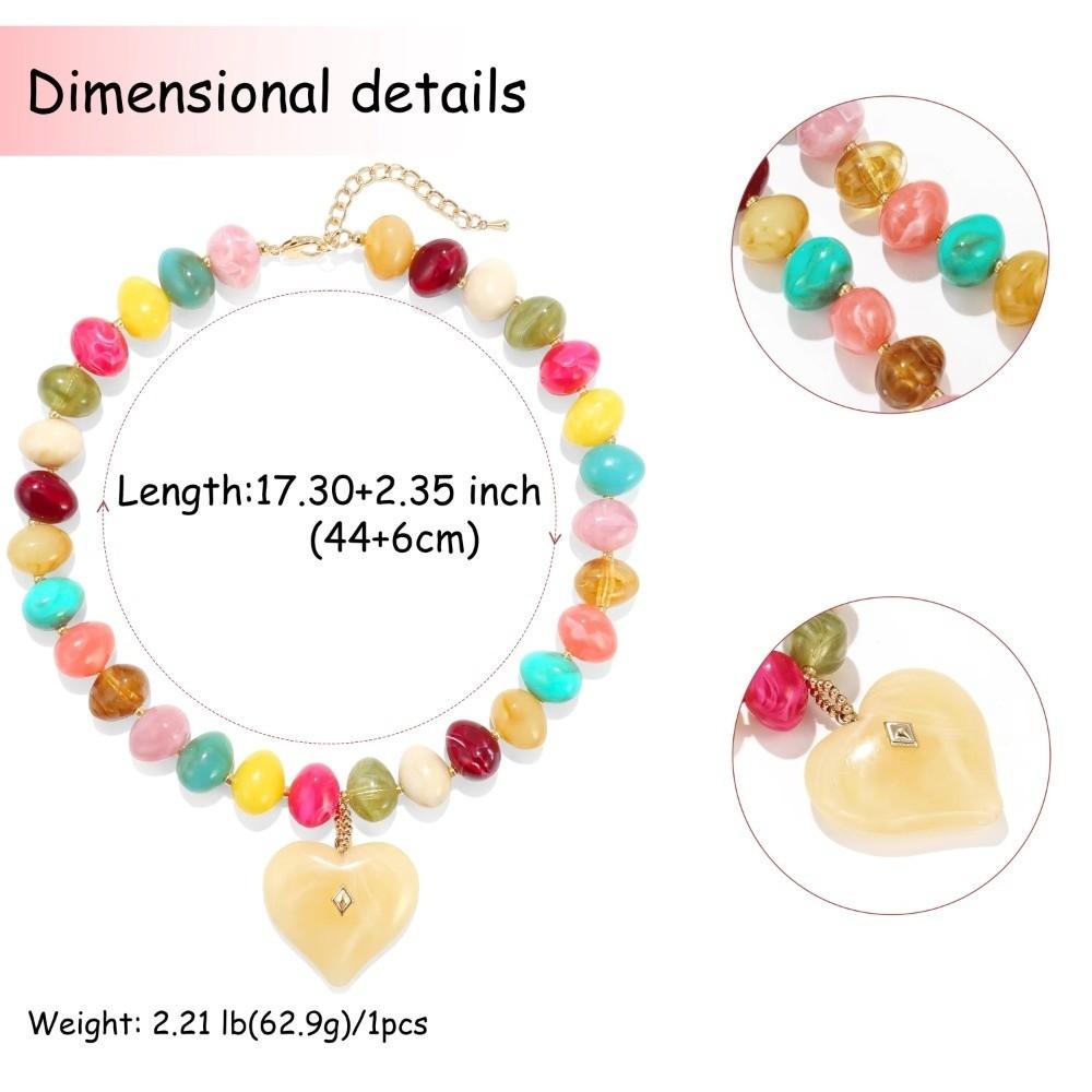 Colorful Beads Pendant Necklace Acrylic Collarbone Chain Chunky Beads Necklace  Jewelry Gifts