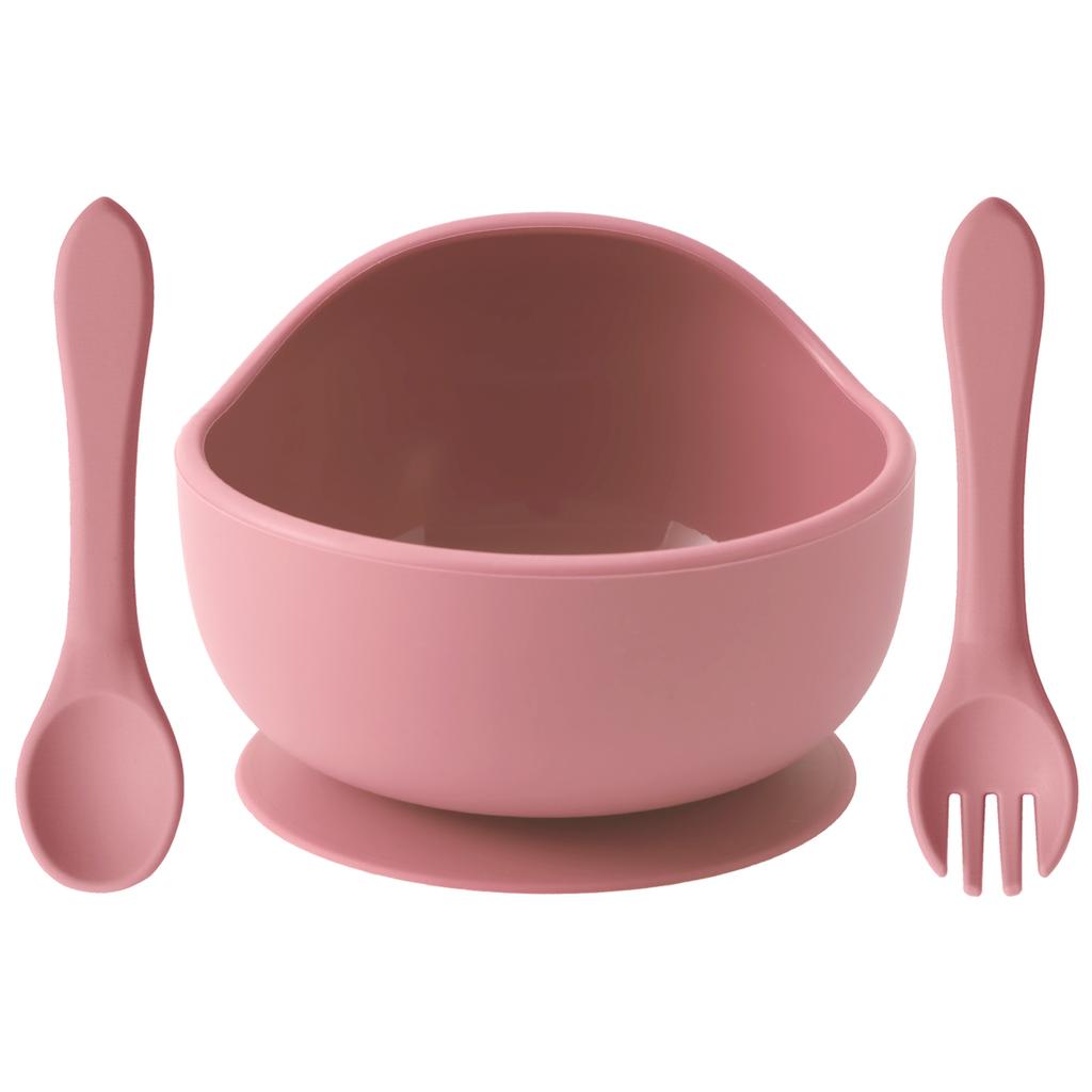 Color Kids 3-delat Silikon Baby Matset Sugskål BPA-fri Småbarn Självmatning Träningssked Gaffel Porslin Gåvor