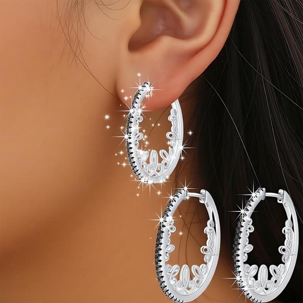 Black Awn Чорні великі овальні сережки-кільця