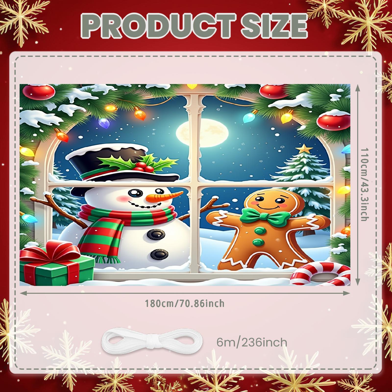 

Winter Decoration Gingerbread Man New Year Banner Snowman Decor Colorful Lights Seasonal Decor For Indoor Decoration Holiday