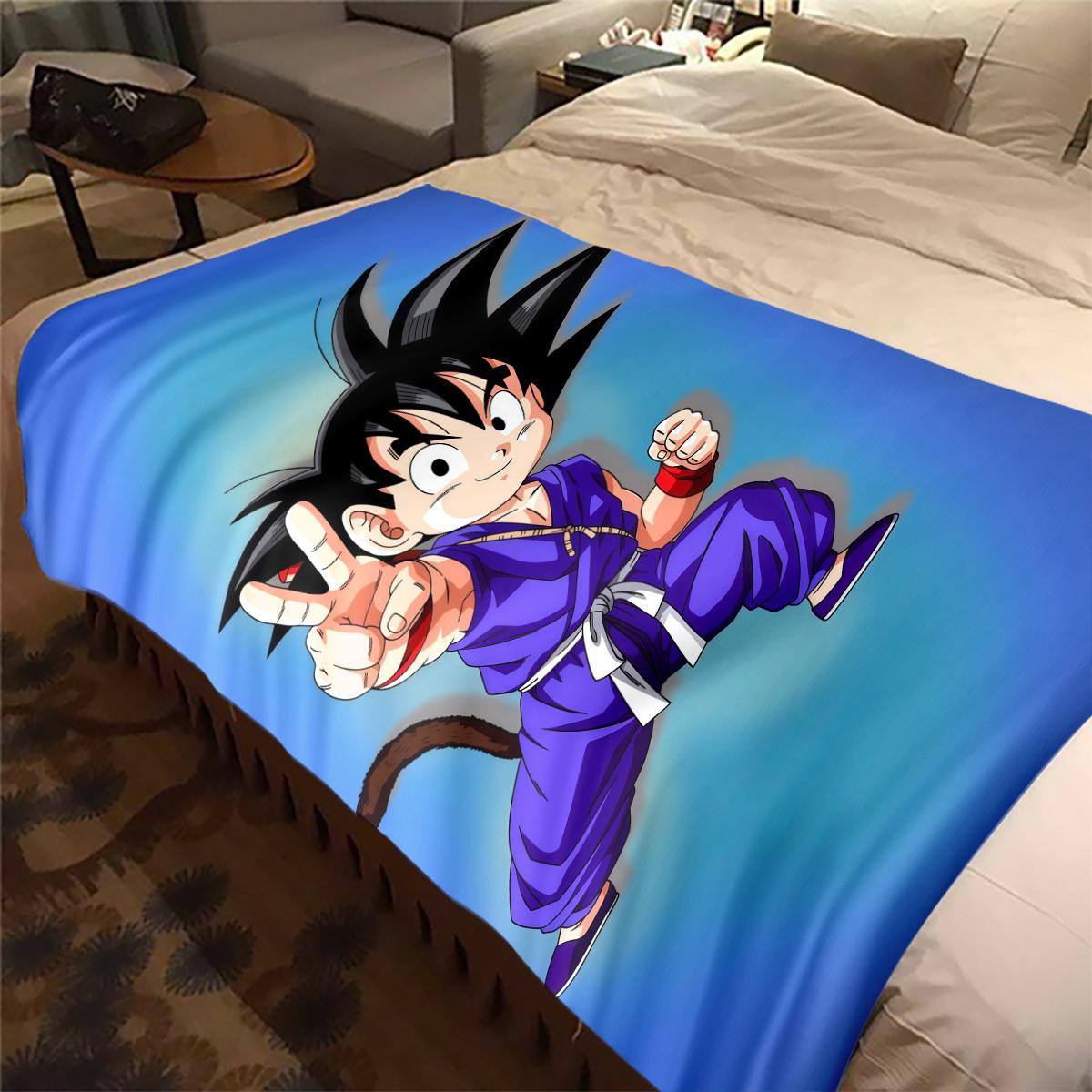 

1 шт. Плед із фланелі з принтом Son Goku, Високоякісний, Для всіх сезонів, Декор для дому, Тепло та затишок, Ідеальний для різдвяних подарунків 80cm x 120cm