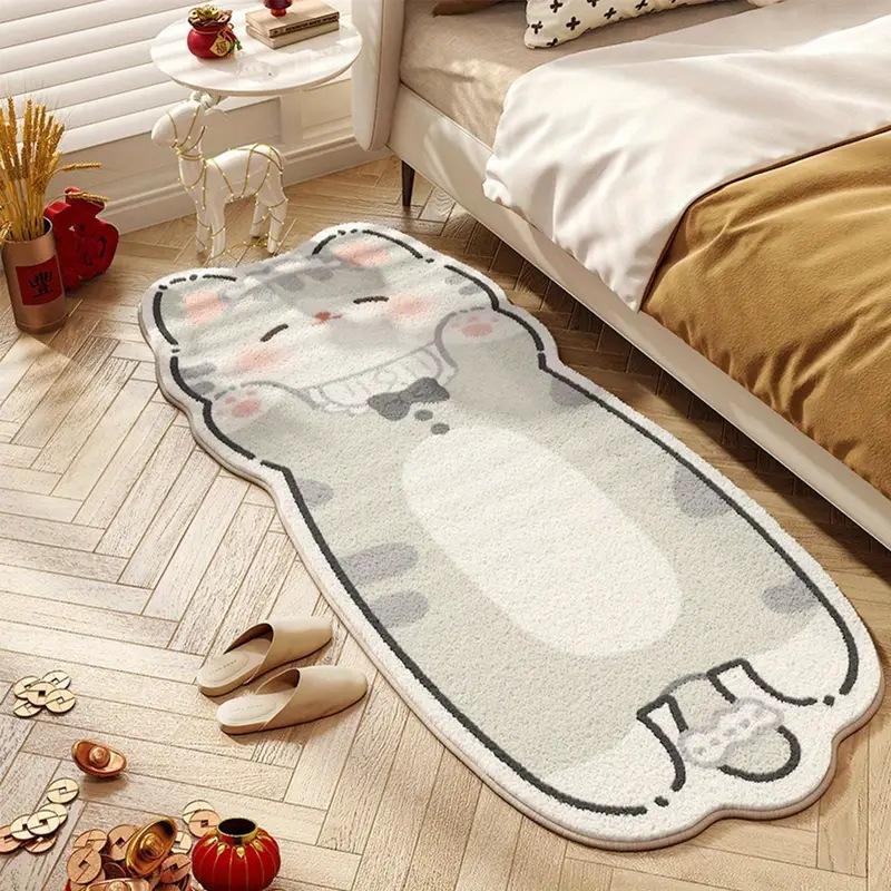 Cartoon Acrylic Fluffy Cute Cat Bedside Blanket Bedroom Rug Absorbent Non-slip Floor Mat Cool-resistant Slip-resistant
