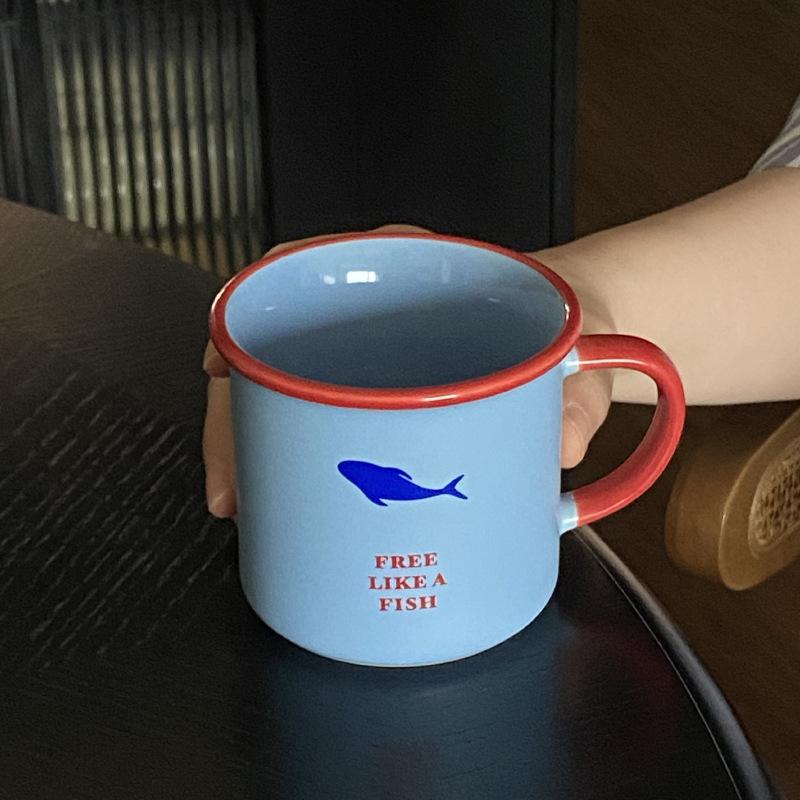 

Самодельная Нишевая Простая Синяя Свободная Птица Флип Контрастный Цвет Пара Кофейная Чашка Чашка для Воды 270 мл 270ml