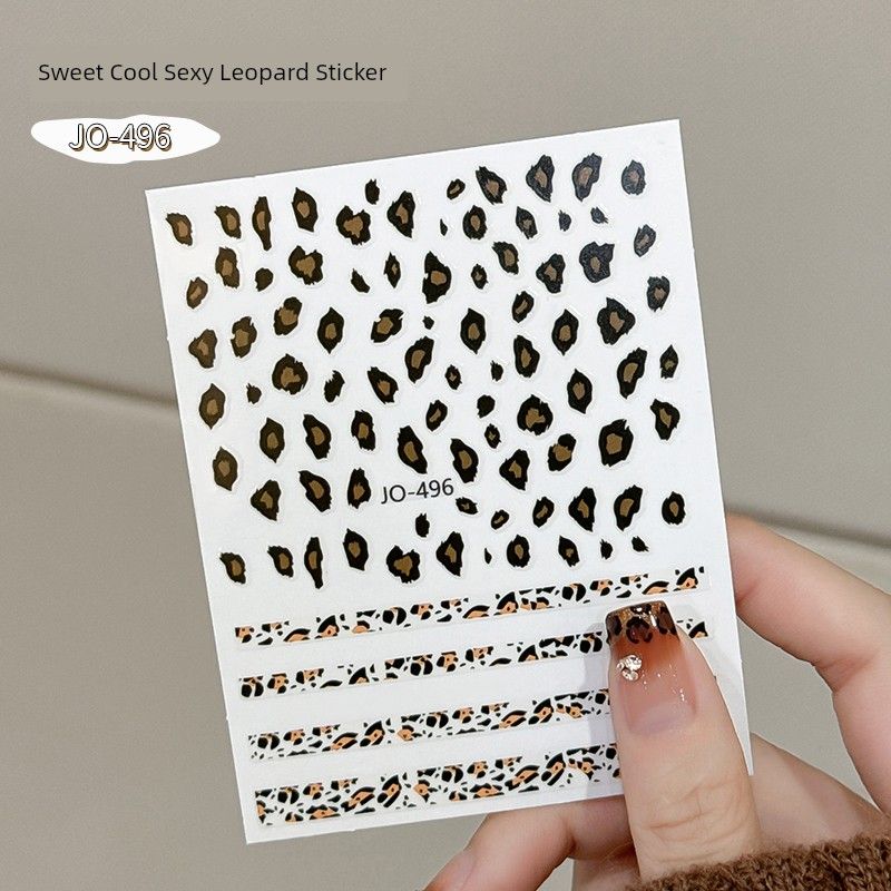 

Internet Famous Leopard Print Nail Art Stickers Nail Ornament 2024 New Arrival Matte with Adhesive Tape Fall and Winter Maillard Decals JO-496