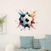 Simulated 3D Broken Wall Football Wall Sticker, Football 26 Theme Room Decorative Sticker, Children's Room Background Painting